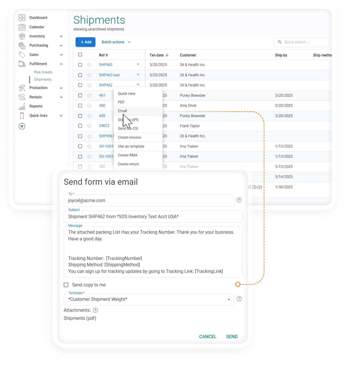 Shipment Ui shipments