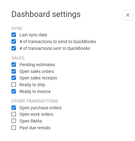 dashboard settings