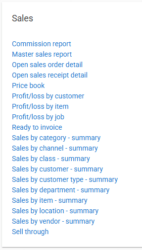 sales order reports